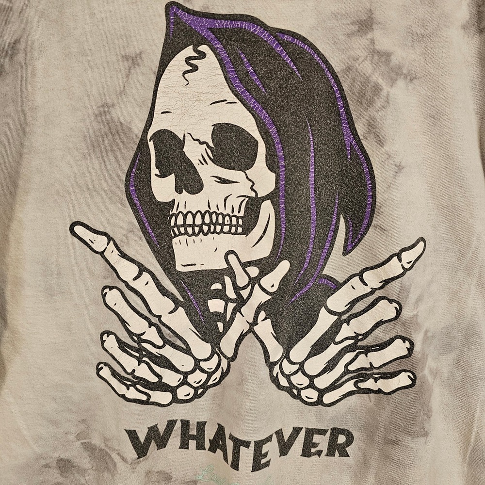 Last Call Co Men Medium Long Sleeve Tie Dye Whatever Grim Reaper Graphic T-Shirt